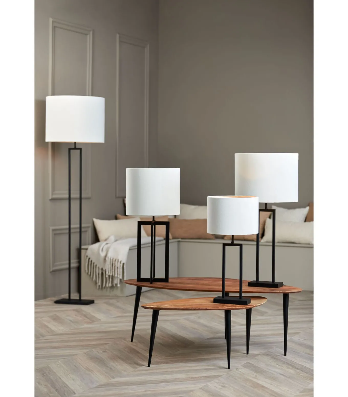 Cilinder Lampenkap Velours - Wit - Ø40x30cm