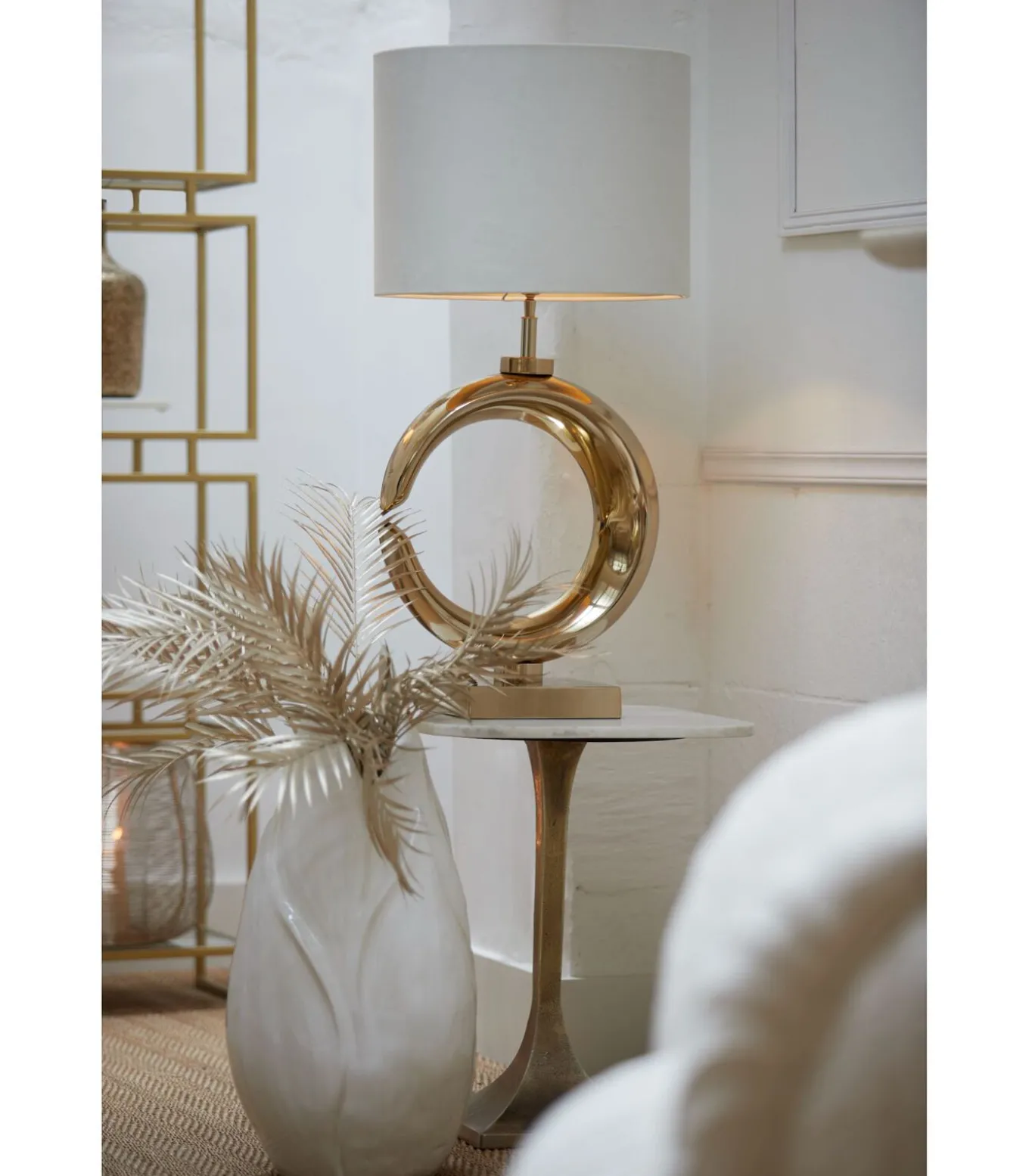 Cilinder Lampenkap Velours - Wit - Ø40x30cm