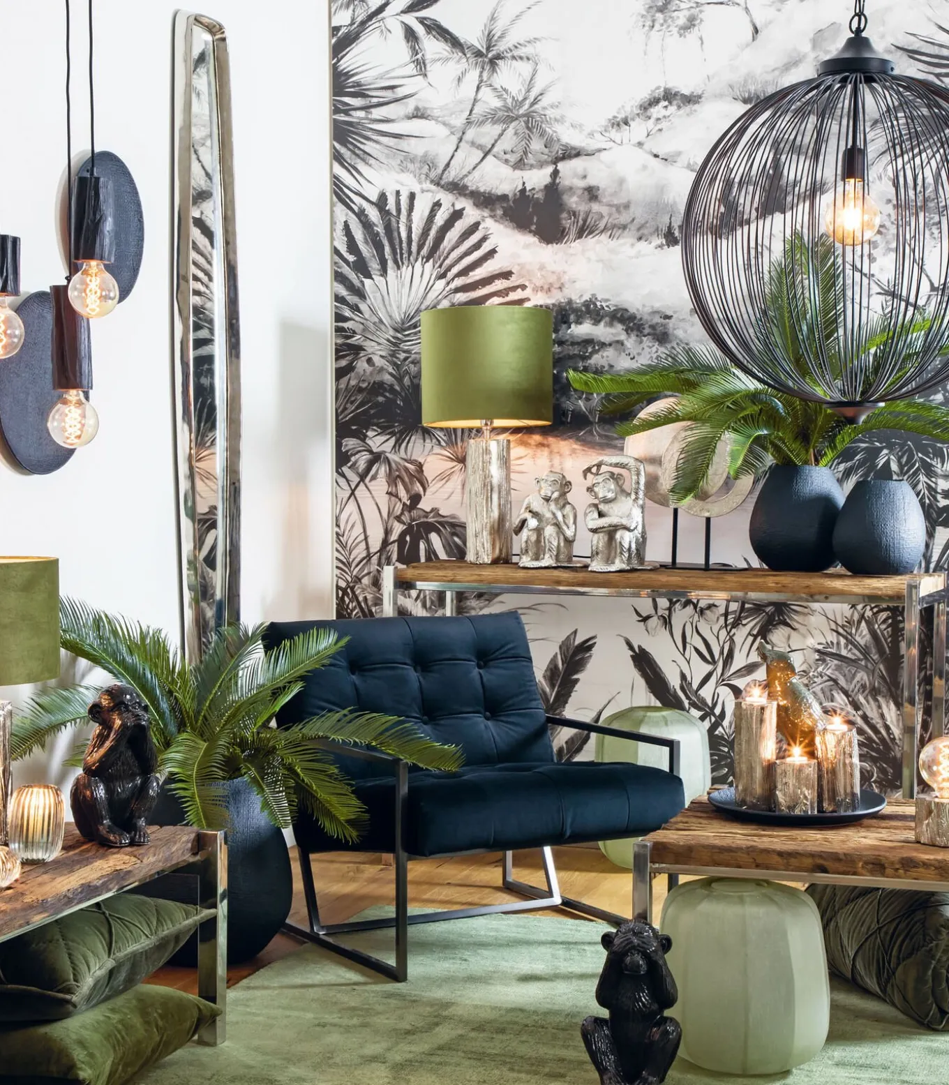 Cilinder Lampenkap Velours - Olive Green - Ø30x21cm