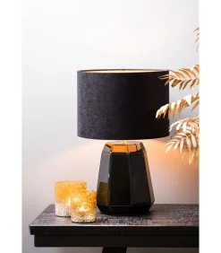 Cilinder Lampenkap Velours - Zwart - Ø30x21cm