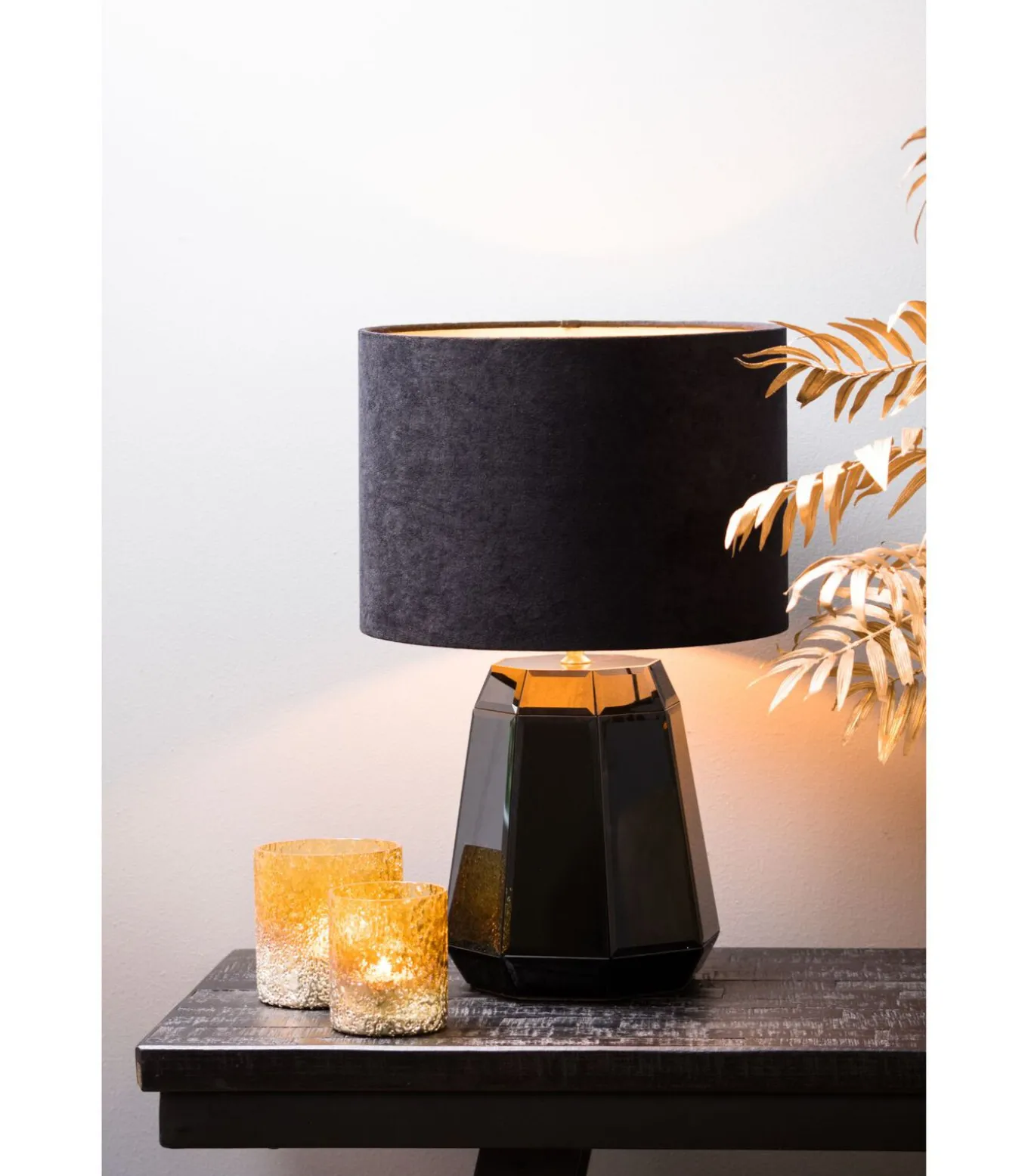 Cilinder Lampenkap Velours - Zwart - Ø30x21cm