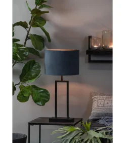 Cilinder Lampenkap Velours - Petrol Blue - Ø40x30cm