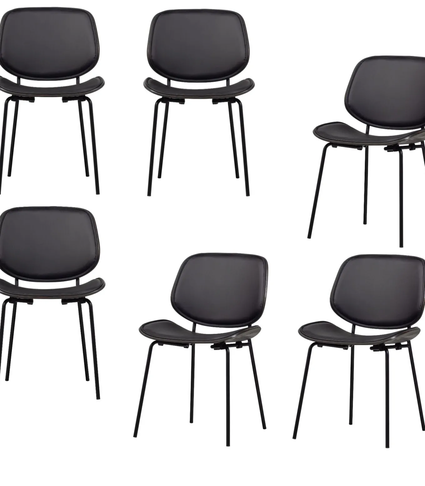 Classic Eetkamerstoelen - Hout - Zwart/Walnoot - Set van 6