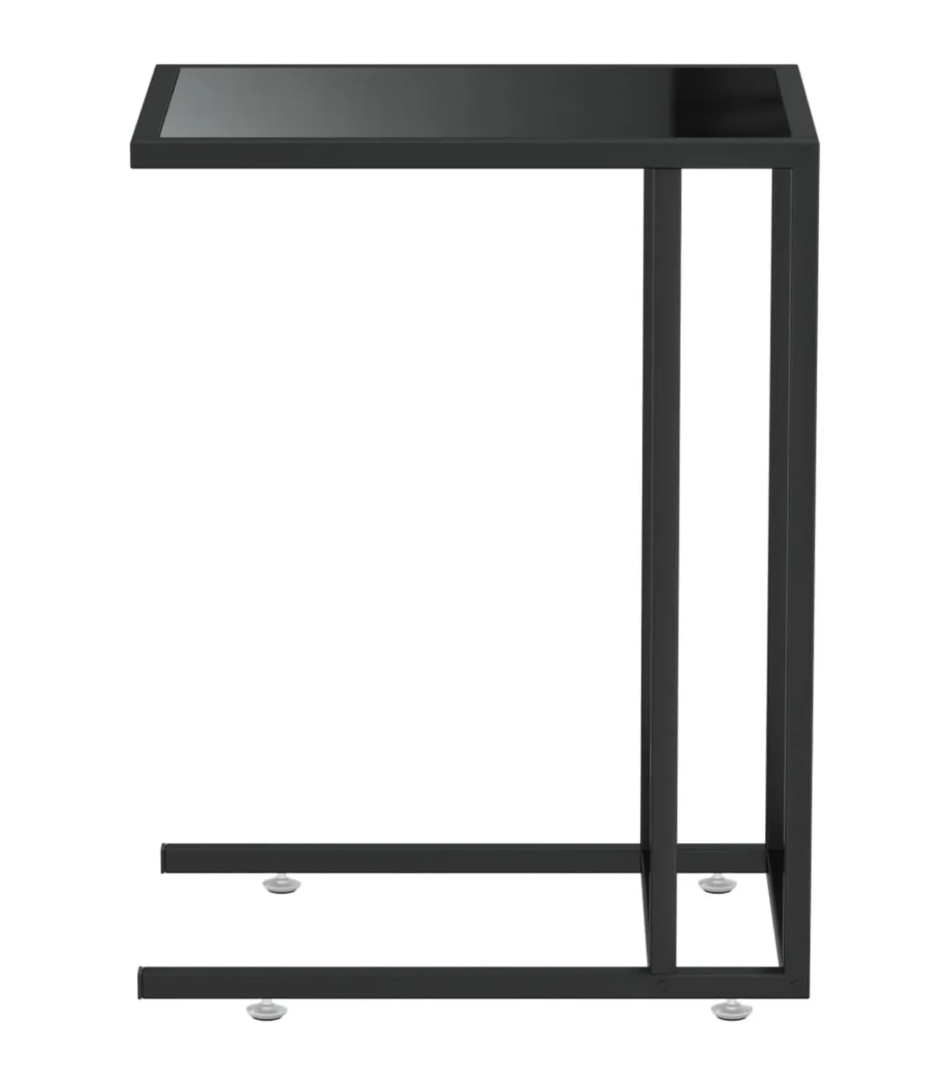 Computer bijzettafel 50x35x65 cm gehard glas zwart