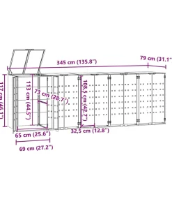 Containerberging 5 containers 345x79x117 cm staal antraciet