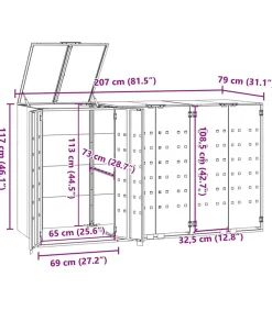 Containerberging 3 containers 207x79x117 cm staal antraciet