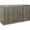 Containerberging driedubbel 207x80x117 cm poly rattan grijs