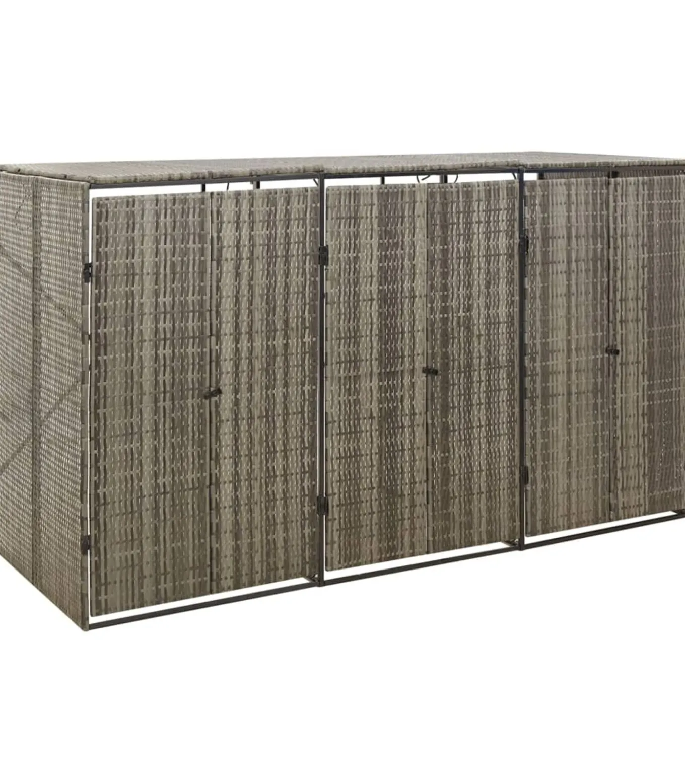 Containerberging driedubbel 207x80x117 cm poly rattan grijs