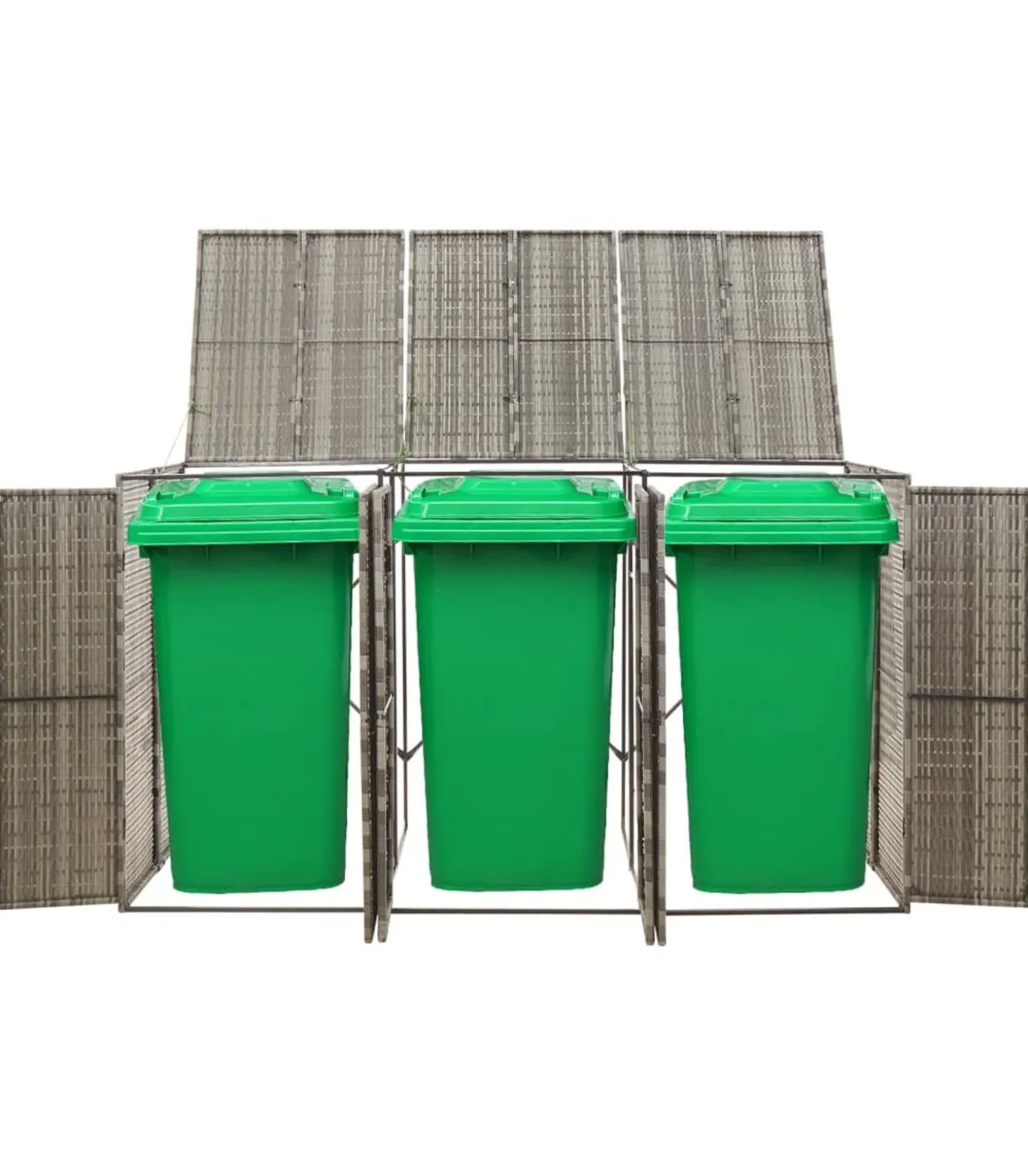 Containerberging driedubbel 207x80x117 cm poly rattan grijs