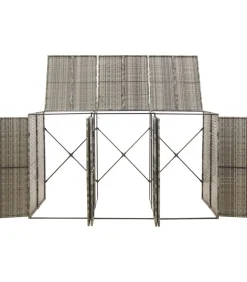 Containerberging driedubbel 207x80x117 cm poly rattan grijs