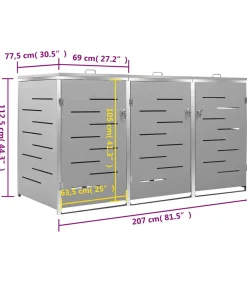 Containerberging driedubbel 207x77,5x112,5 cm roestvrij staal