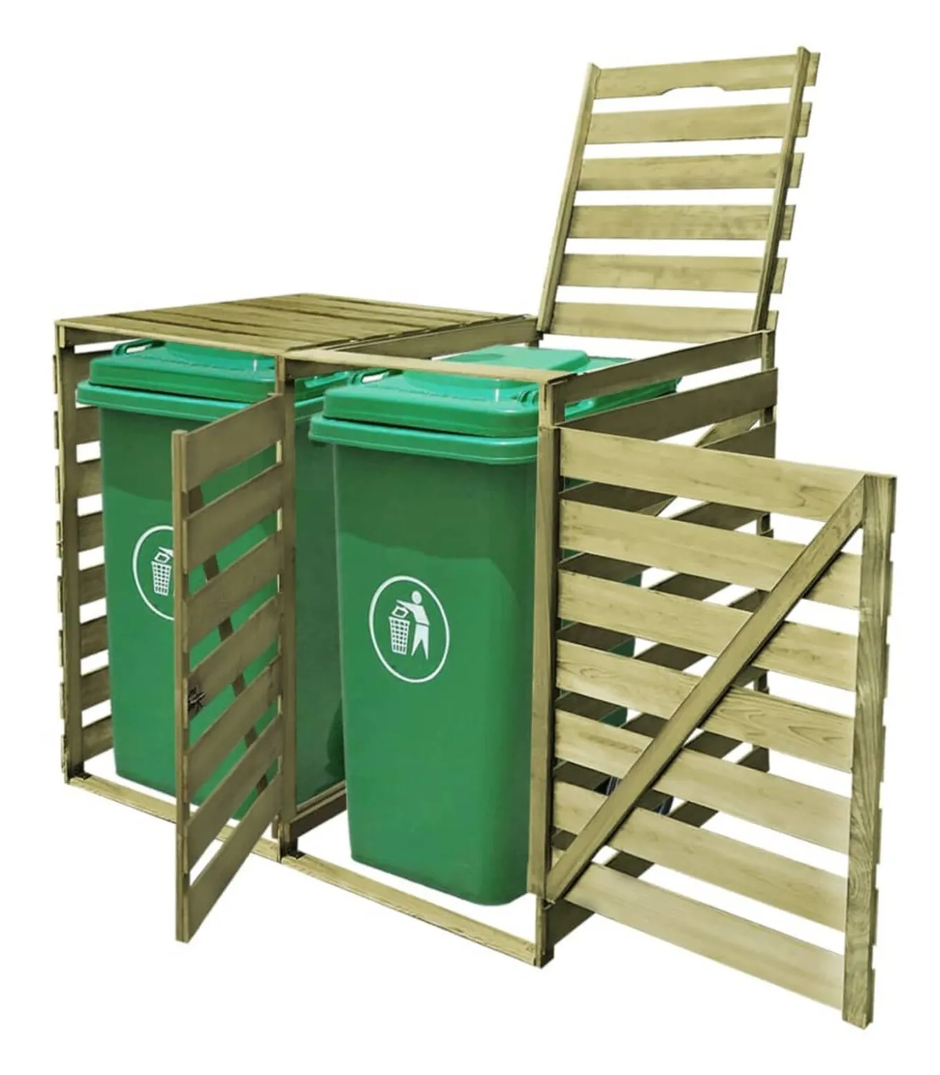 Containerberging dubbel 240 L geïmpregneerd hout