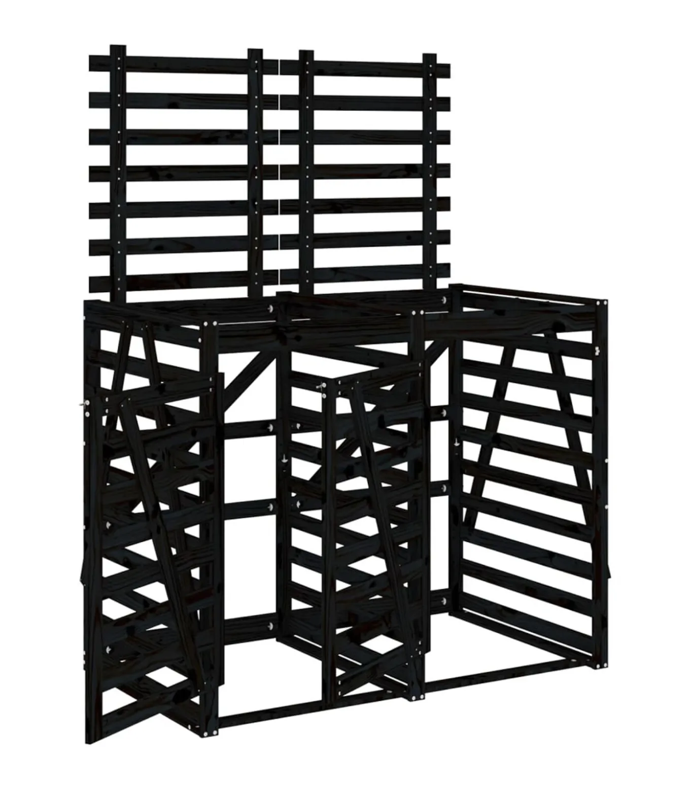 Containerberging dubbel massief grenenhout zwart