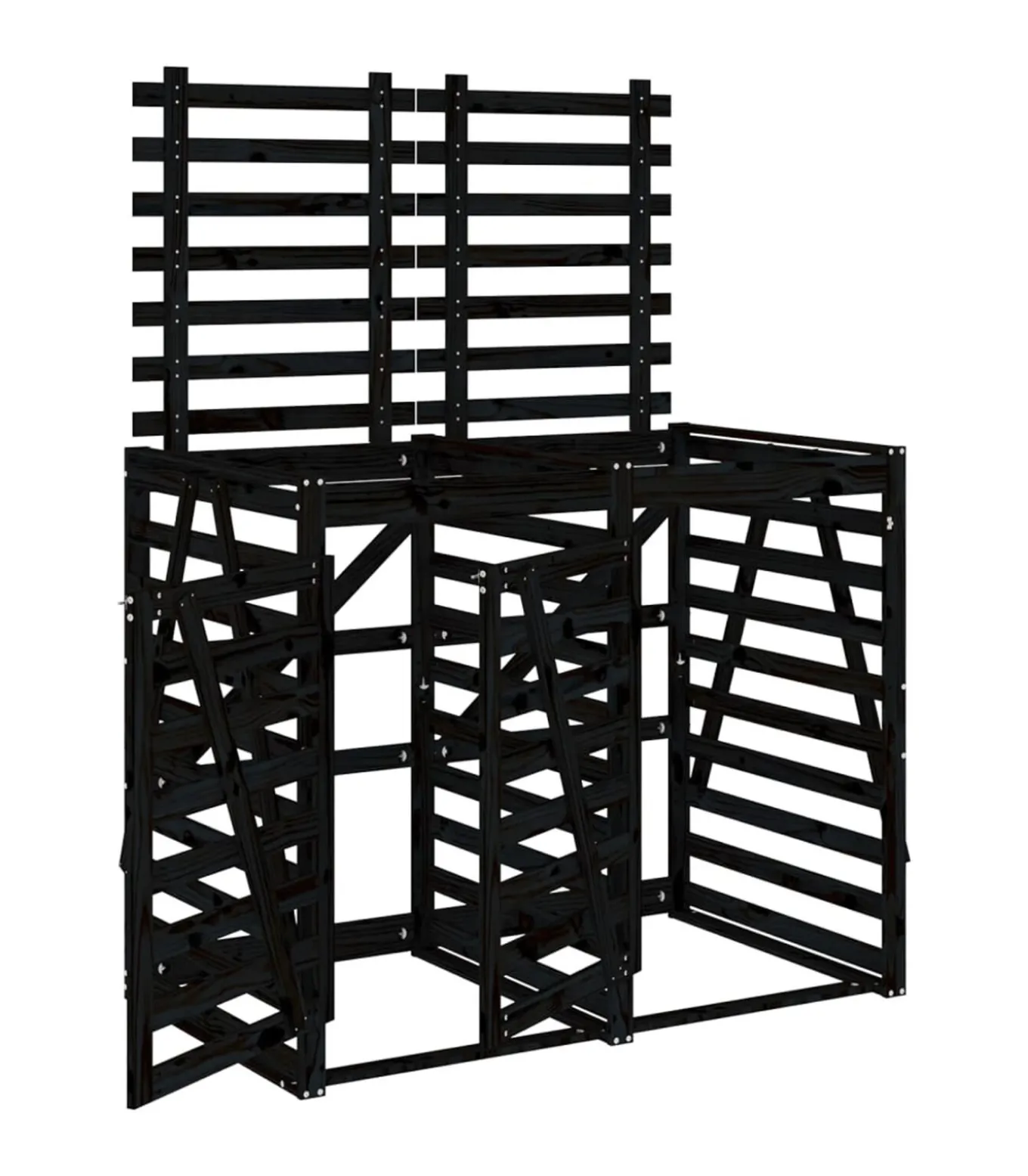 Containerberging dubbel massief grenenhout zwart