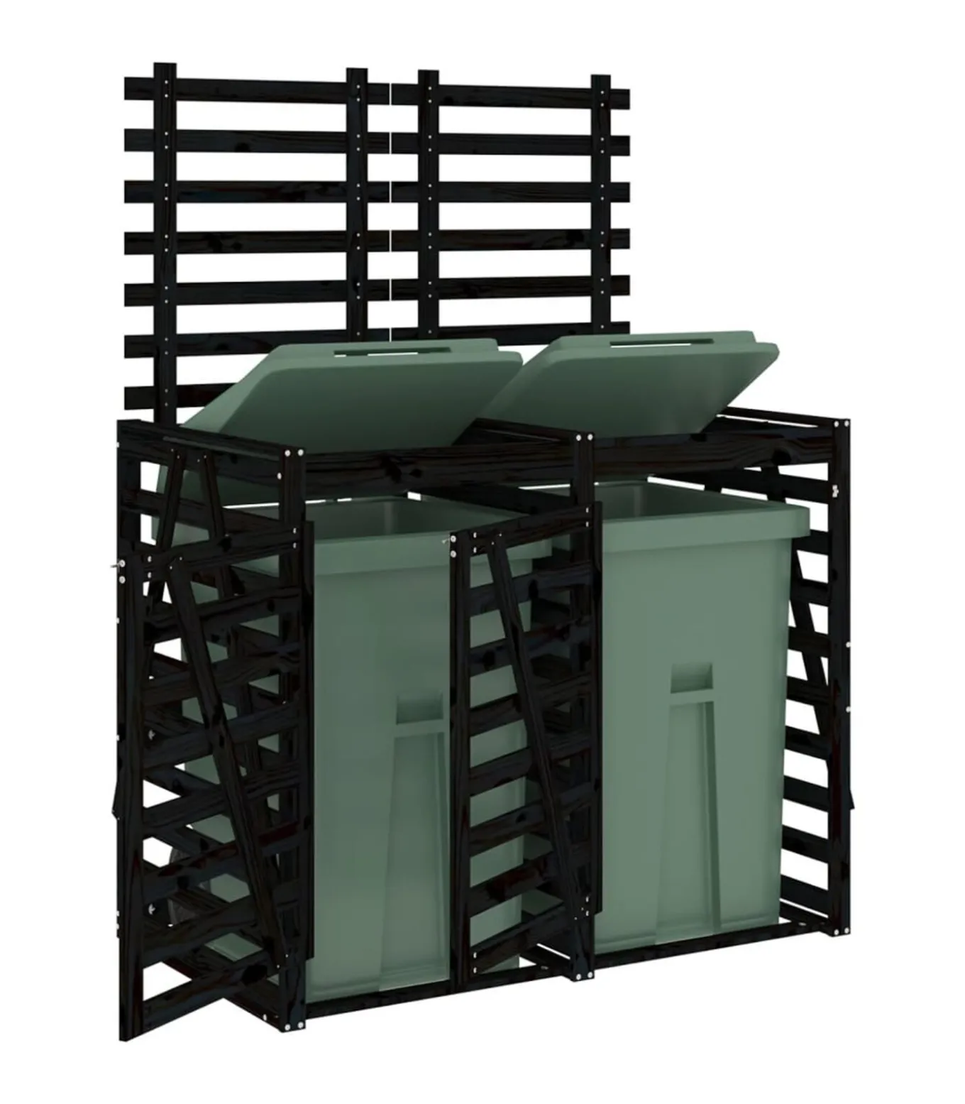 Containerberging dubbel massief grenenhout zwart