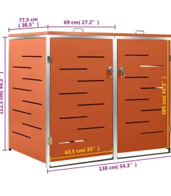 Containerberging dubbel 138x77,5x112,5 cm roestvrij staal