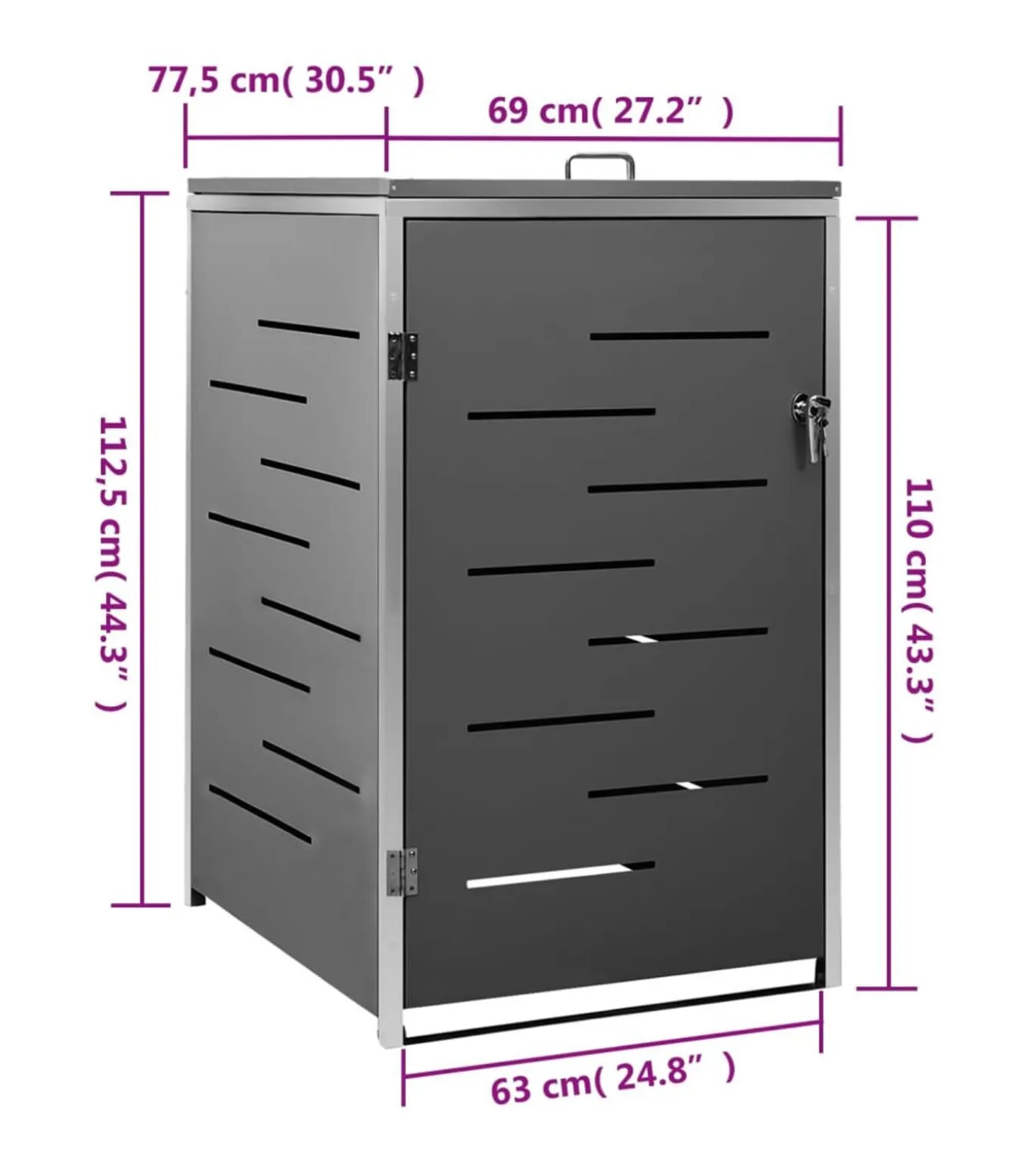 Containerberging enkel 69x77,5x112,5 cm roestvrij staal