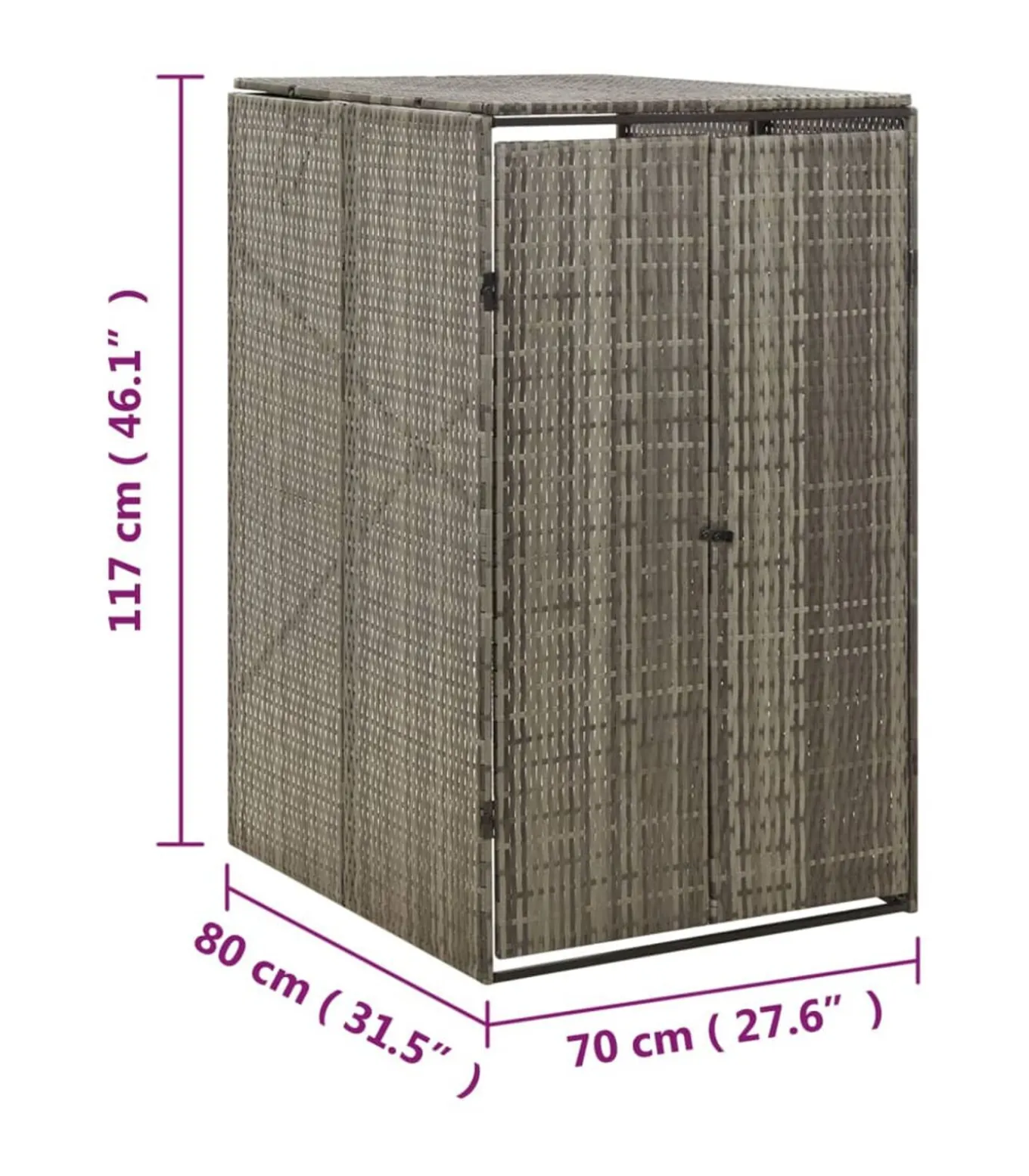 Containerberging enkel 70x80x117 cm poly rattan grijs