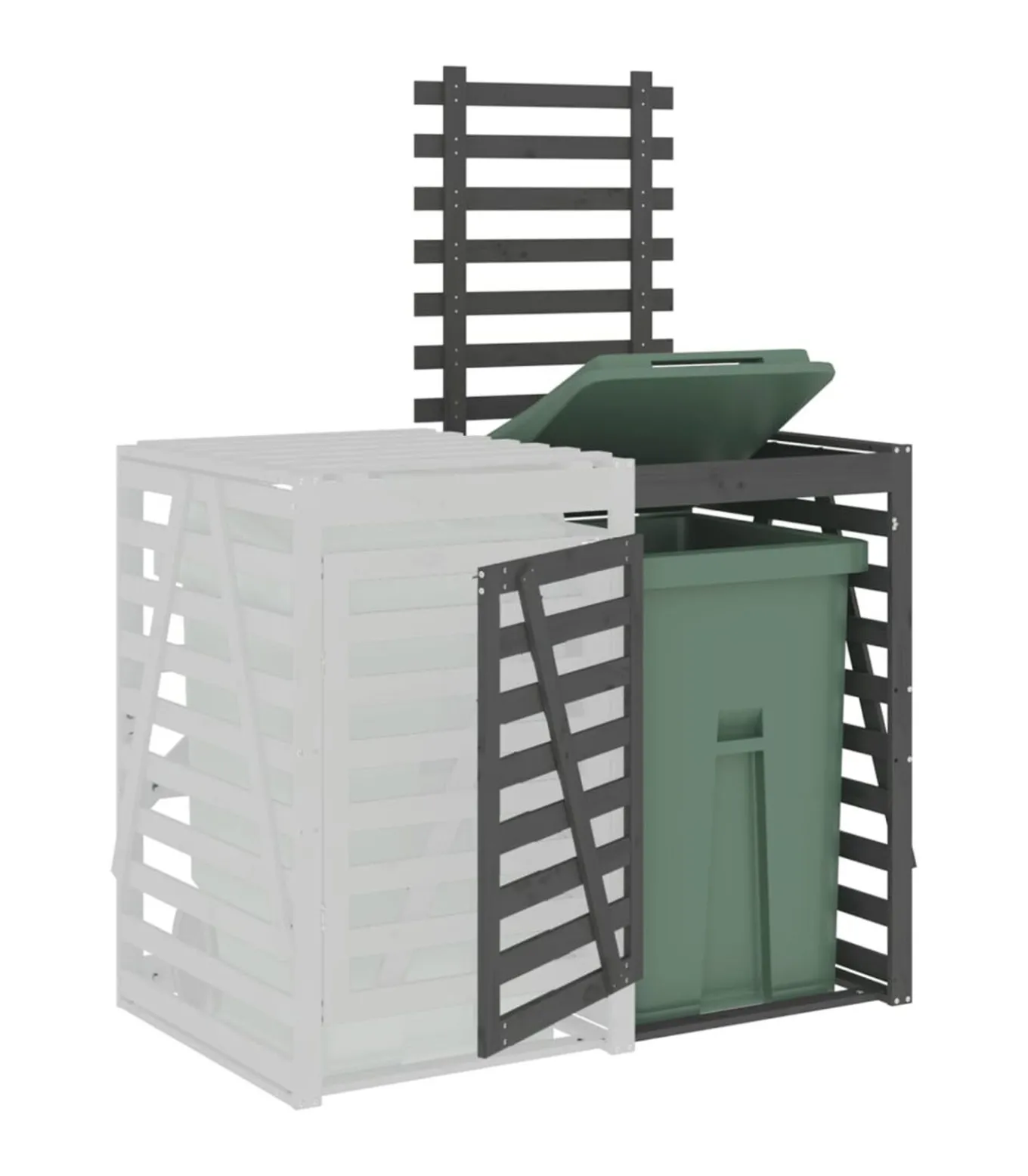 Containerberging verlengstuk massief grenenhout grijs