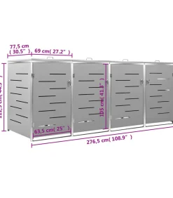 Containerberging vierdubbel 276,5x77,5x112,5 cm roestvrij staal