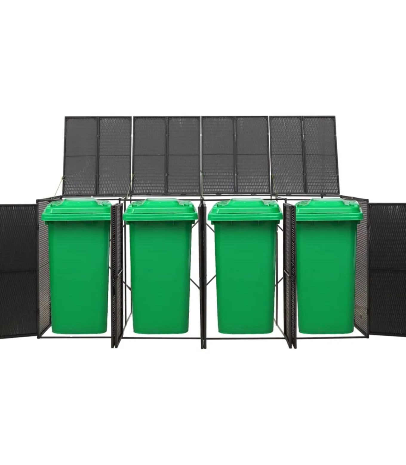 Containerberging viervoudig 274x80x117 cm poly rattan zwart