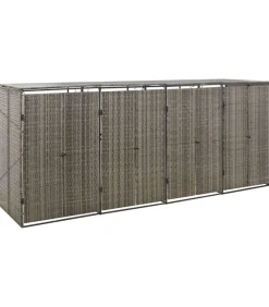 Containerberging viervoudig 274x80x117 cm poly rattan grijs