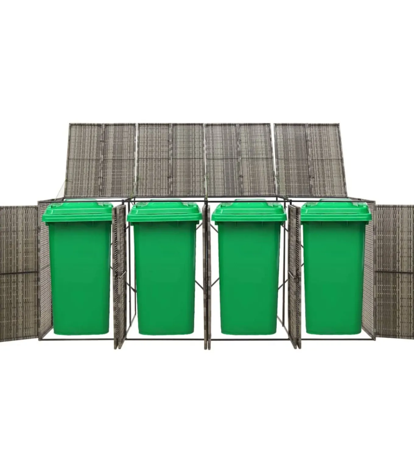 Containerberging viervoudig 274x80x117 cm poly rattan grijs