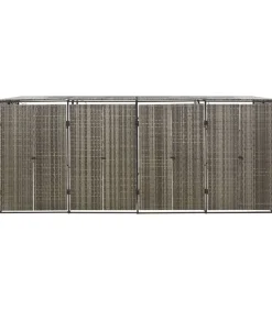 Containerberging viervoudig 274x80x117 cm poly rattan grijs