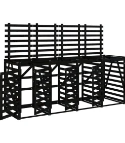 Containerberging viervoudig massief grenenhout zwart