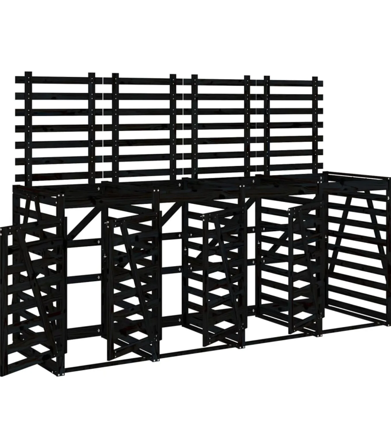 Containerberging viervoudig massief grenenhout zwart