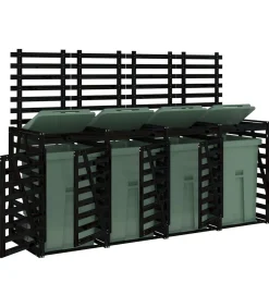 Containerberging viervoudig massief grenenhout zwart