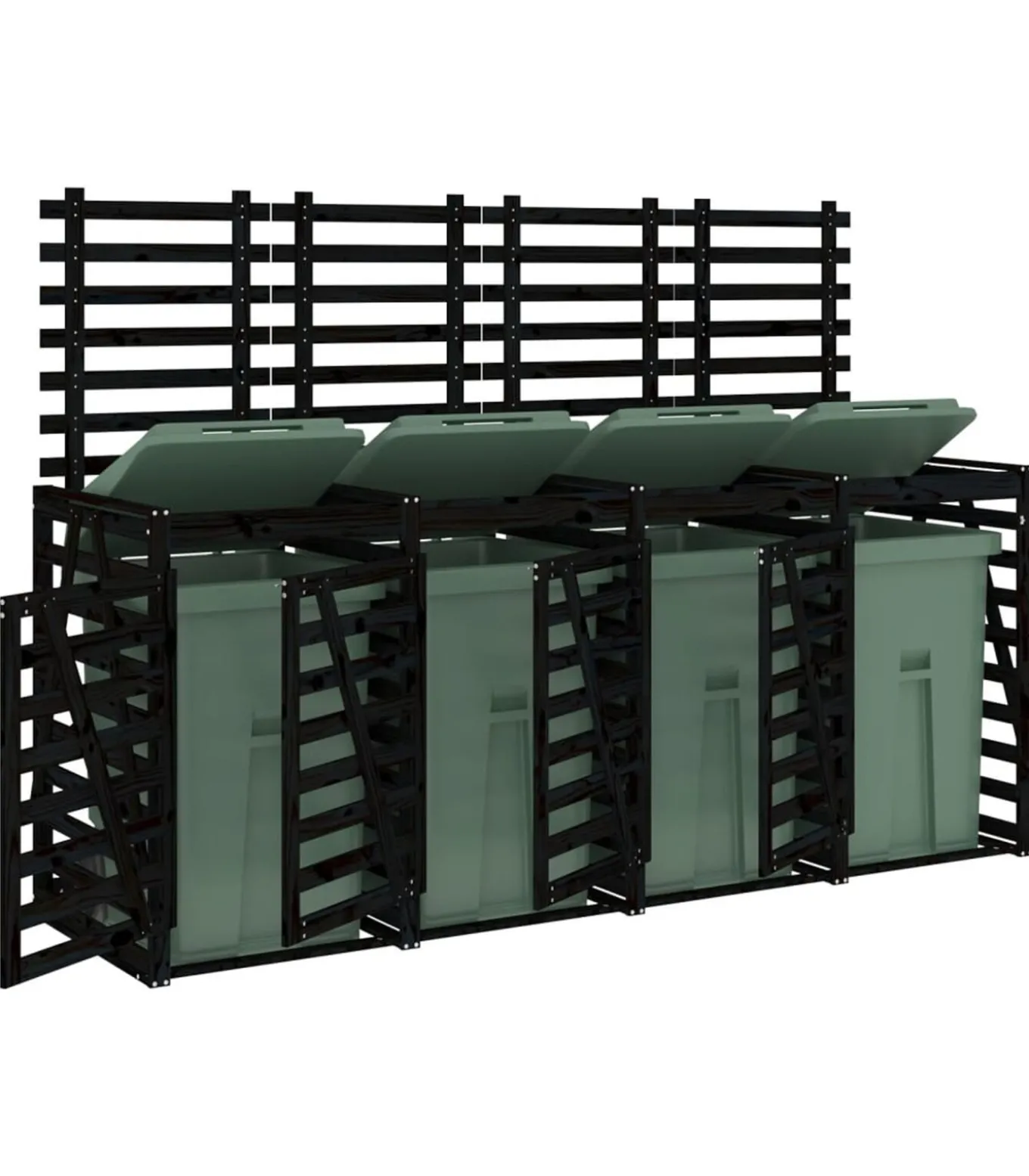 Containerberging viervoudig massief grenenhout zwart