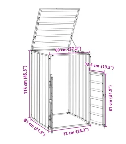 Containerberging voor 1 container 72x81x115 cm staal grijs
