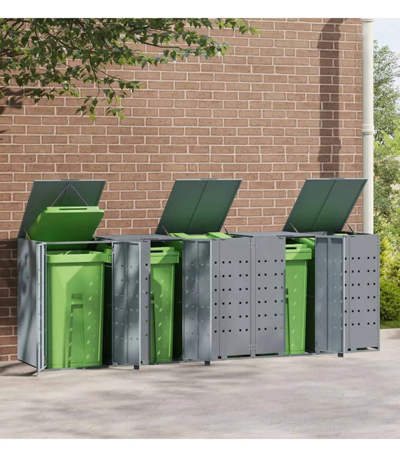 Containerberging voor 5 containers 345x79x117 cm staal grijs