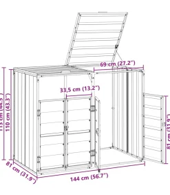 Containerberging voor 2 containers 144x81x113cm staal antraciet