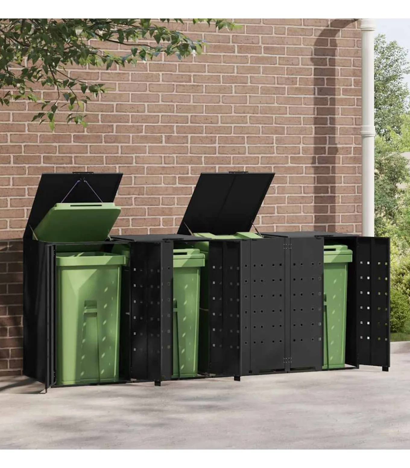 Containerberging voor 4 containers 276x79x117 cm staal zwart