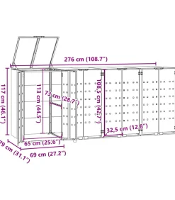 Containerberging voor 4 containers 276x79x117 cm staal zwart