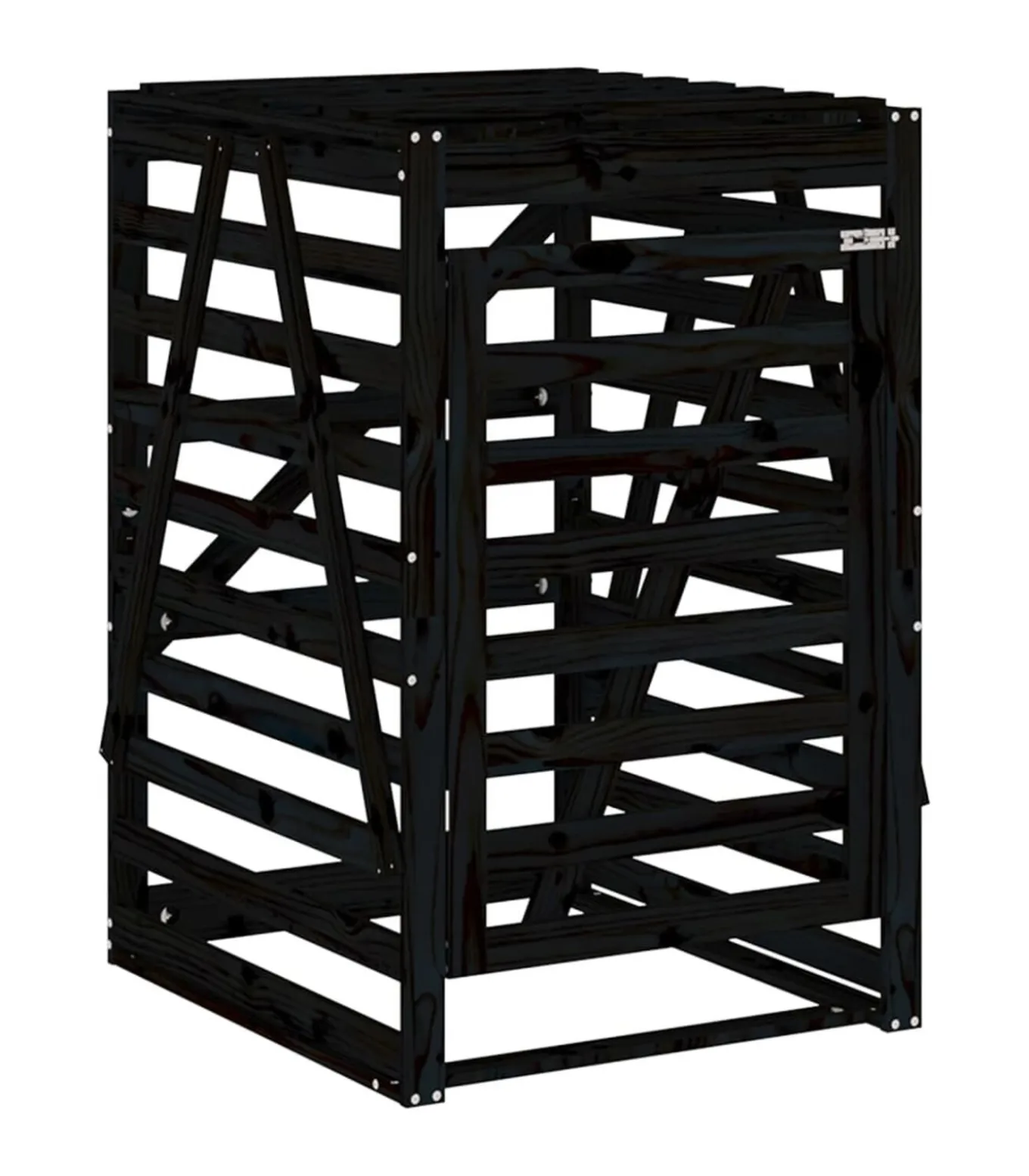 Containerberging 84x90x128,5 cm massief grenenhout zwart