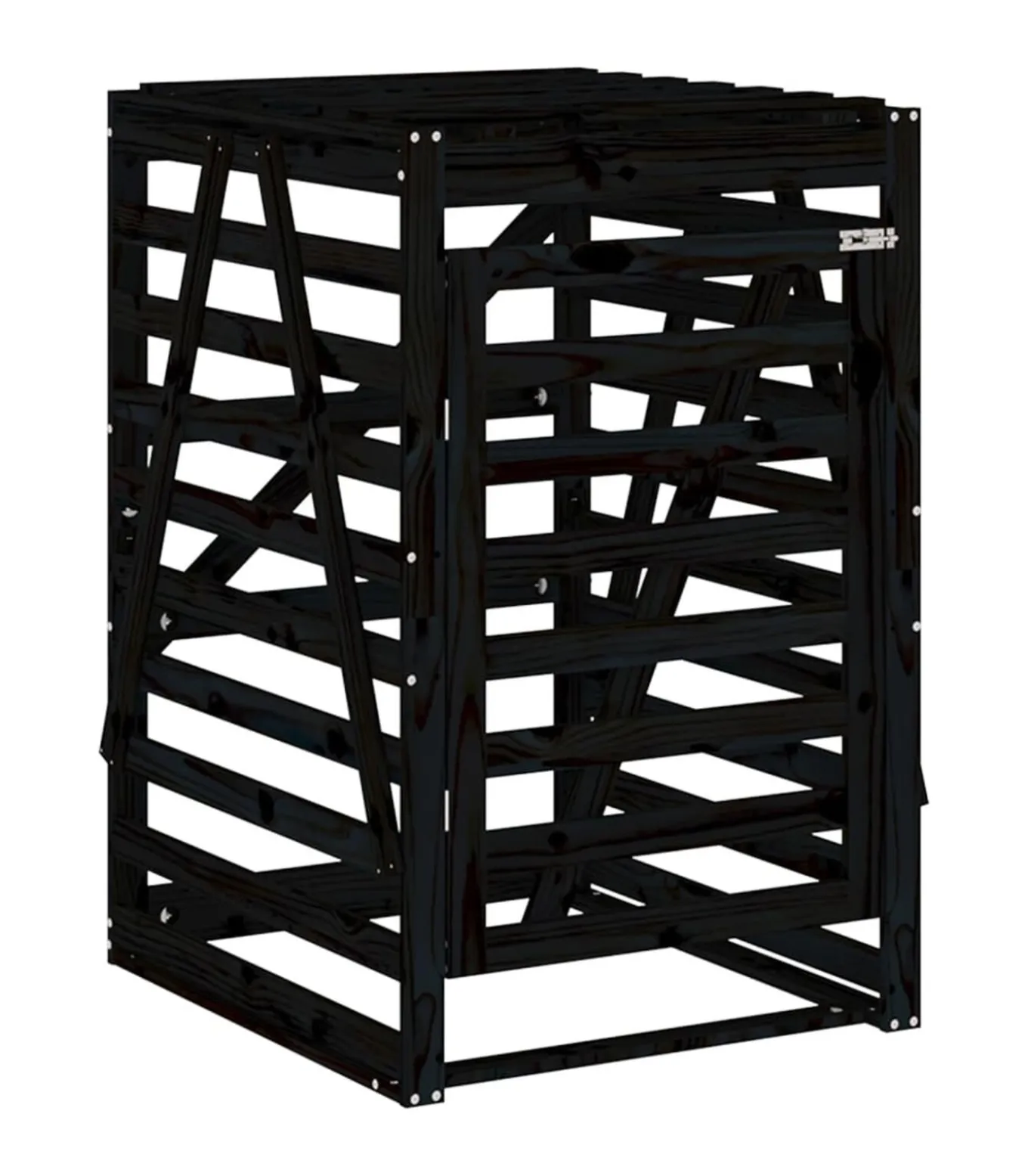 Containerberging 84x90x128,5 cm massief grenenhout zwart