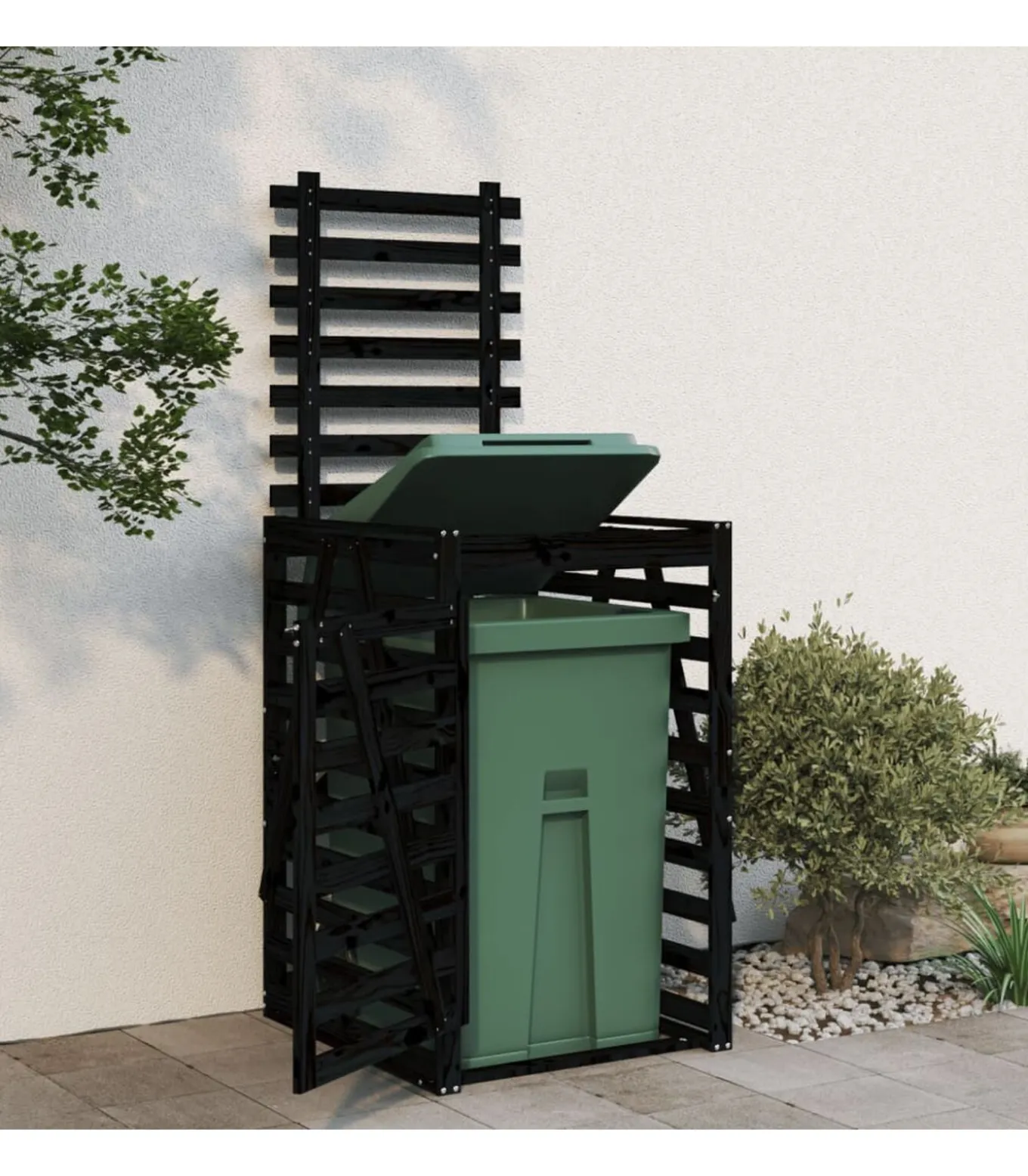 Containerberging 84x90x128,5 cm massief grenenhout zwart