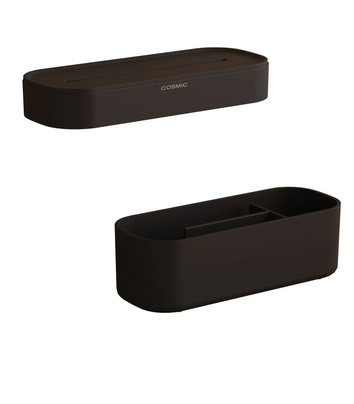 COSMIC ALIFE Plankpakket. Bevat een handdoekring en een organizer. Gemaakt van ABS met een minimalistisch en functioneel design. Organizer-accessoireset voor de Alife-gids. Zwart.