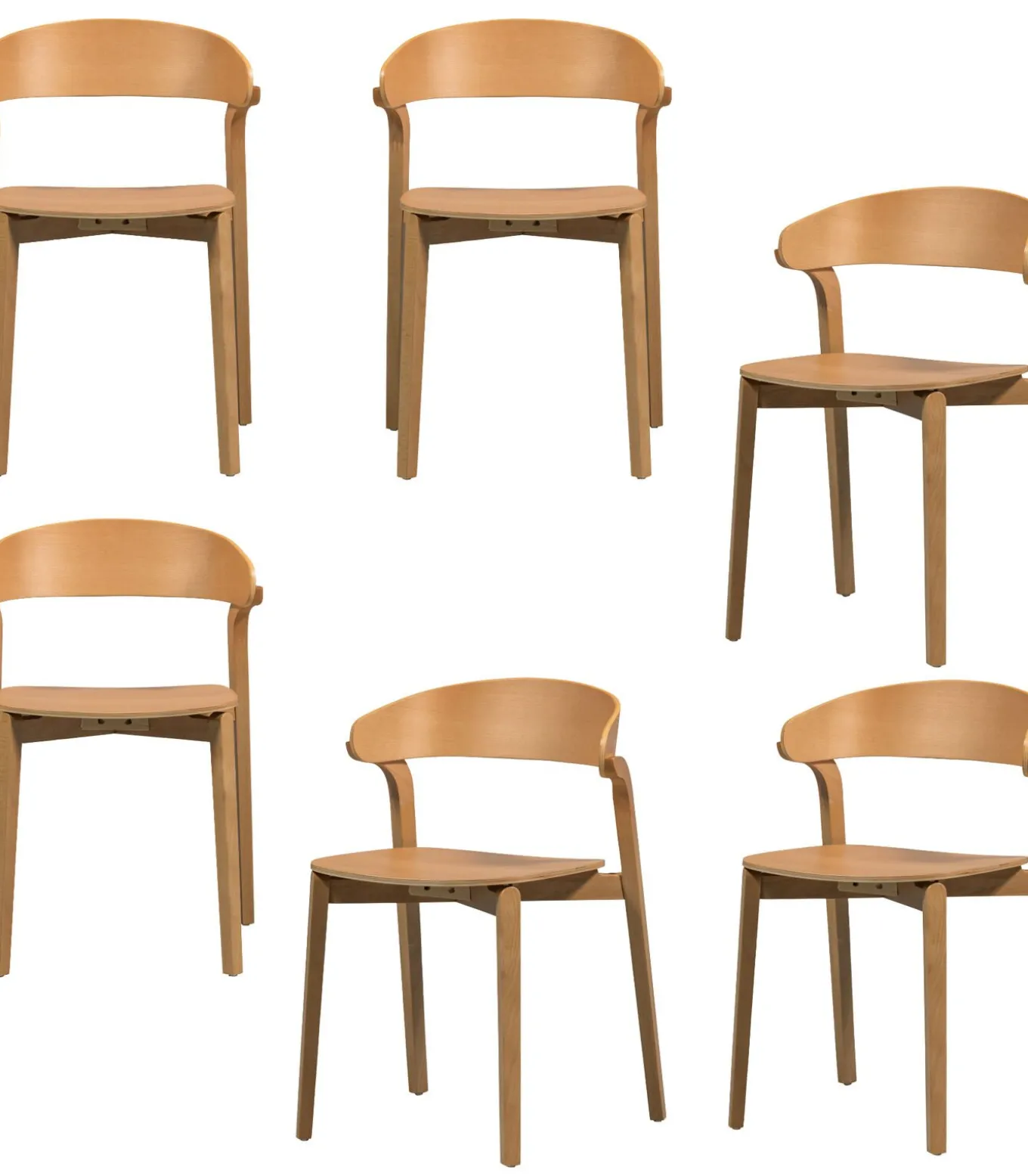 Cras Eetkamerstoelen - Essenhout - Naturel - Set van 6