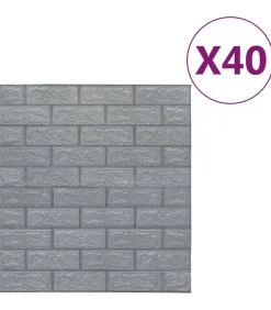 3D-behang zelfklevend 40 st bakstenen antracietkleurig
