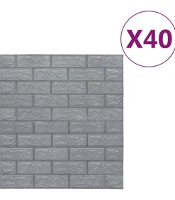 3D-behang zelfklevend 40 st bakstenen antracietkleurig