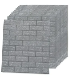 3D-behang zelfklevend 40 st bakstenen antracietkleurig