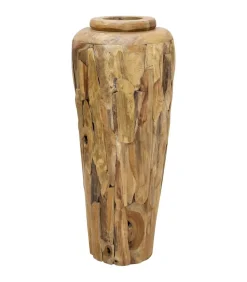 Decoratievaas 40x100 cm massief teakhout