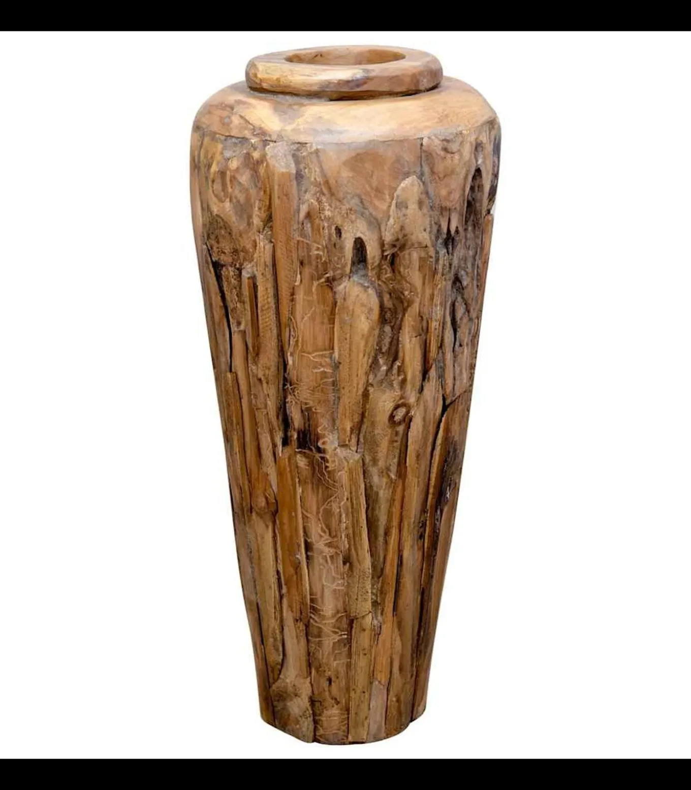 Decoratievaas 40x100 cm massief teakhout