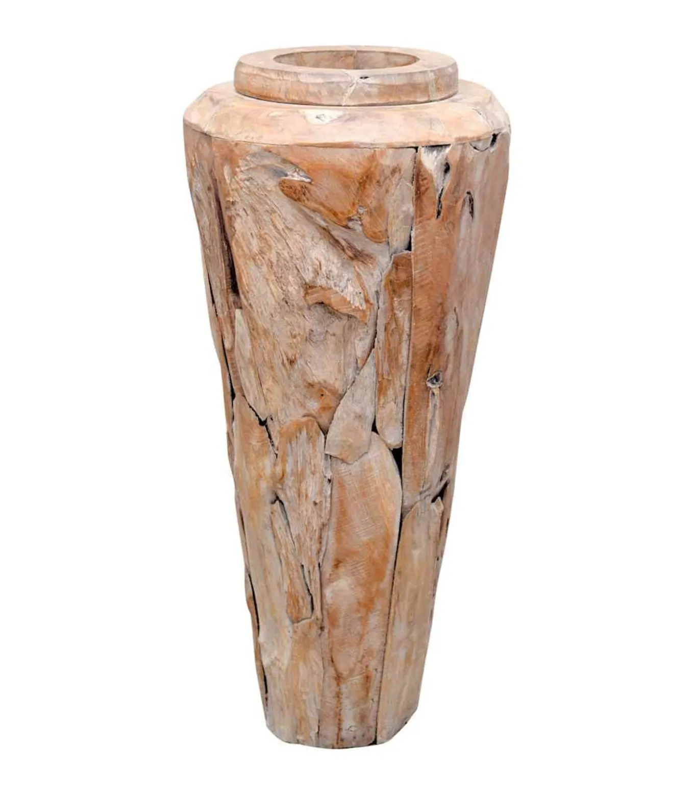 Decoratievaas 40x100 cm massief teakhout