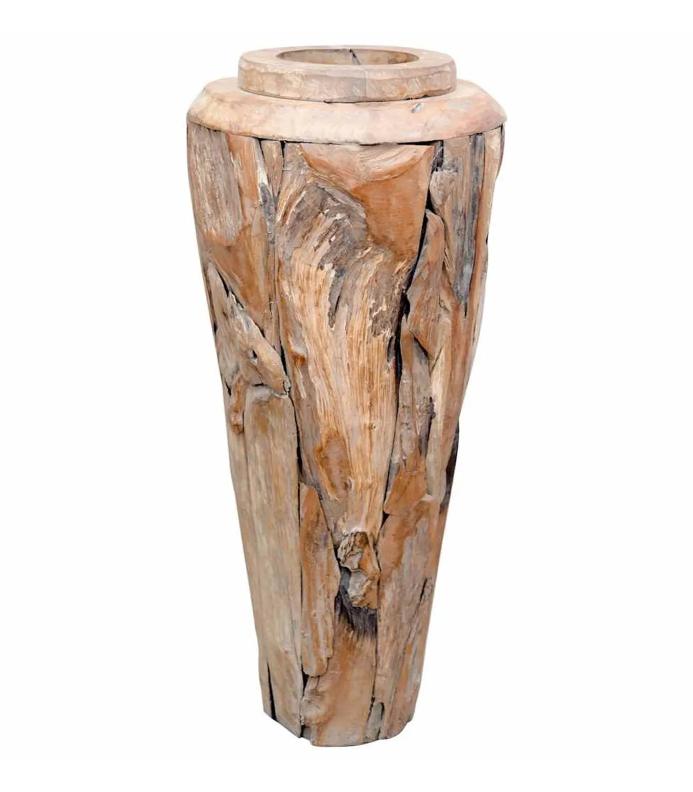 Decoratievaas 40x100 cm massief teakhout