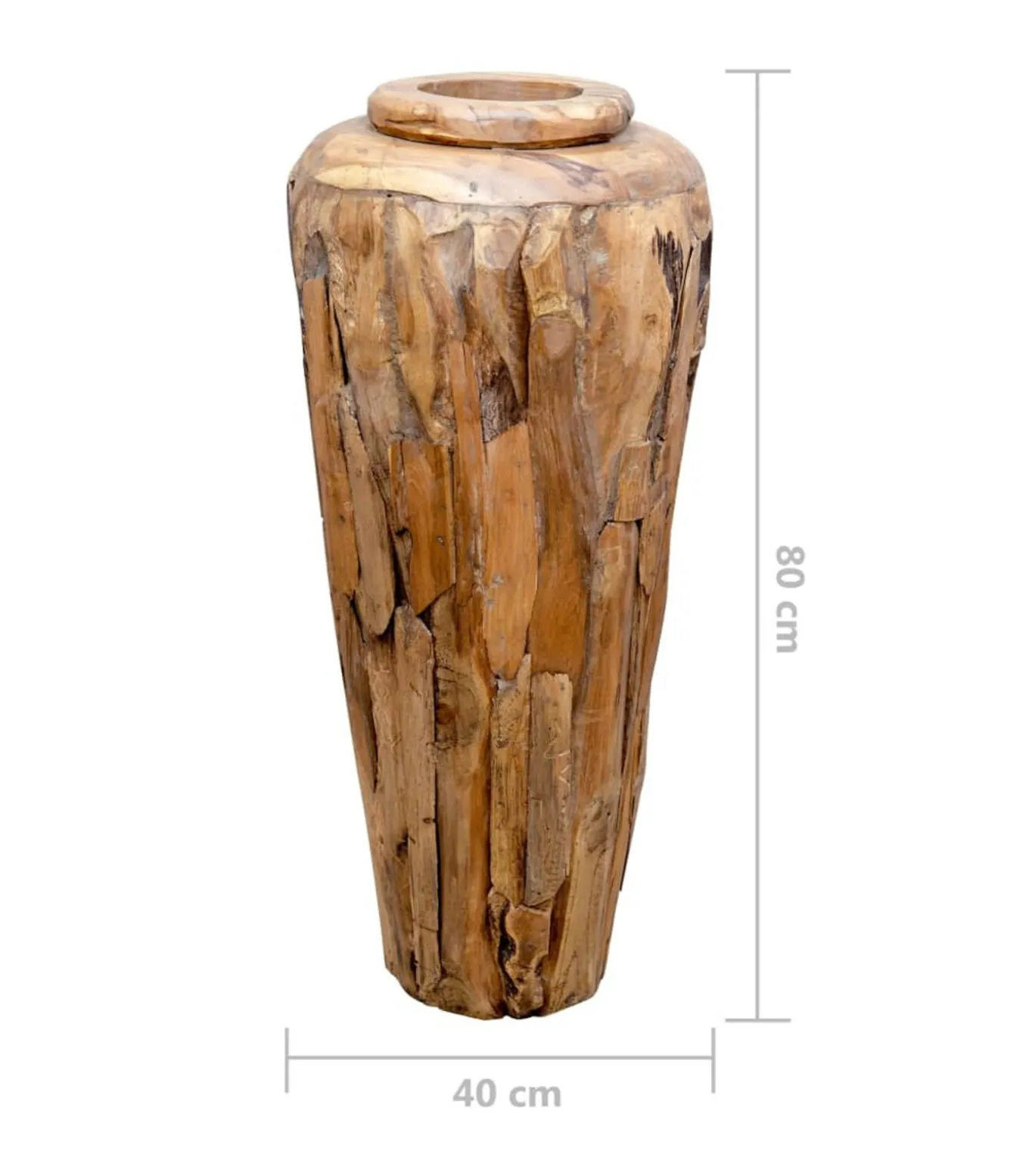 Decoratievaas 40x80 cm massief teakhout